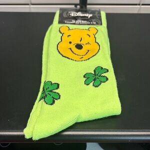 Disney Lime Green Winnie the Pooh Sock St. Patrick’s Day